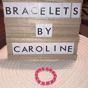 Pink and white bead bracelets